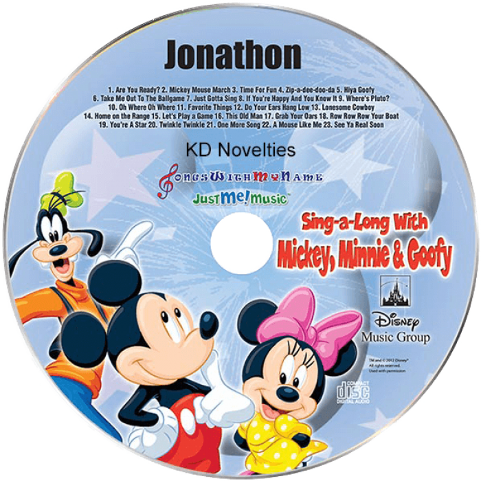 Mickey and Minnie Mouse & Goofy Personalized Music Cd, Mickey Mouse Cd