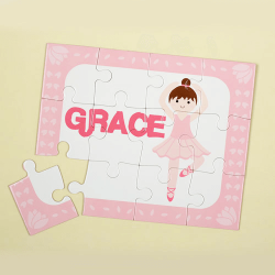 Brunette Ballerina Personalized Kids Jigsaw Puzzle