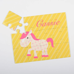 Horse Pink Polkadots Personalized Children's Jigsaw Puzzle