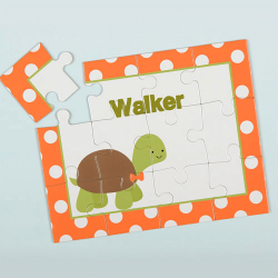 Polka Dot Turtle Personalized Kid's Puzzle