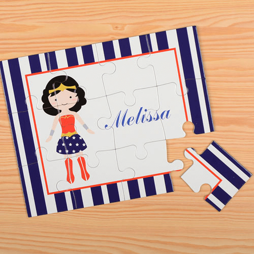Blue Supergirl Personalized Kids Puzzle